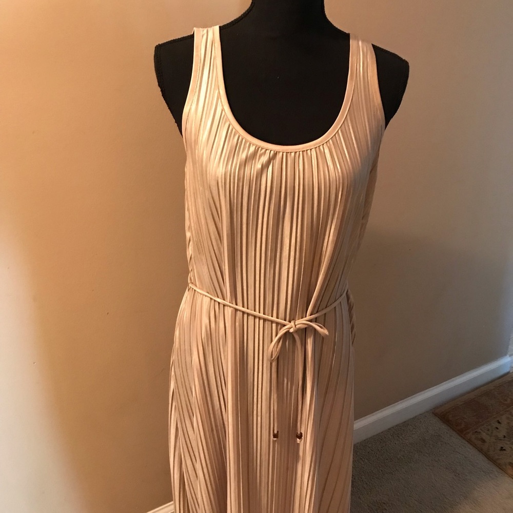 H&M shimmering gold & beige high low dress